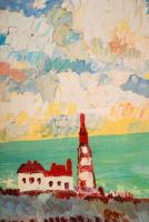 Szander Frigyes (1927-2000): Tihany. Olaj, vászon, jelzett, 60×80 cm