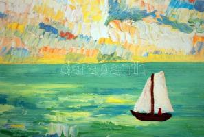 Szander Frigyes (1927-2000): Tihany. Olaj, vászon, jelzett, 60×80 cm