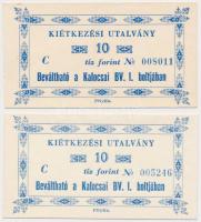Kalocsa / Börtönpénz DN "Kiétkezési utalvány" 10Ft (2x) T:I,II hajtatlanok, egyiken nagyobb sarokhajlás