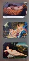 Nagy alakú régi képeslap album 89 db régi főleg erotikus művészi képeslappal (19 cm x 37 cm) / Big s...
