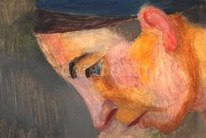 Károly Ernő (1923-): Ülő nő. Olaj, papír, jelzett, üvegezett keretben, 57×68 cm