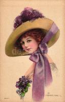 2 db RÉGI művészlap, pinx. Underwood, Knowles Hare / 2 old motive cards, artist, ladies