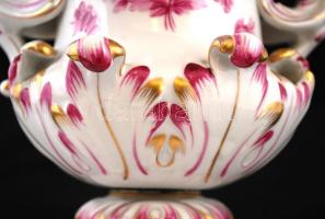 Herendi fedeles urna, kézzel festett, jelzett (koronás), hibátlan, teteje hiányzik, m:23 cm, d:18 cm