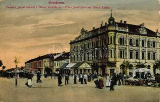 Komárom, Ferenc József rakpart, Grand Kávéház / wharf, cafe