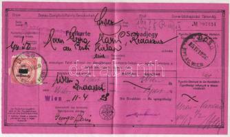 1928 DDSG Szabadjegy 50Gr. kiállítási illetékbélyeggel / DDSG Freikarte mit 50Gr. Ausstellungsgebühr-Marke