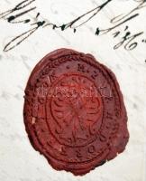 1850 Német nyelvű házassági anyakönyvi kivonat, 3 db rányomott viaszpecséttel