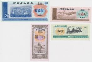 Kína ~1980. 4db klf rizspénz T:I China ~1980. 4pcs of mixed rice coupons C:UNC