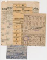 1943-1946. "Budapesti Élelmiszer-igazolvány" (2x) + "Budapesti szappanjegy" + "Nagy-budapesti pótjegy irodai munkások részére" + "Állami finomliszt és kenyérjegy" T:II,III