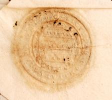 1654 Győr vármegye közgyűlése által kiállított oklevél örökösödés tárgyában, rányomott szárazpecsétt...