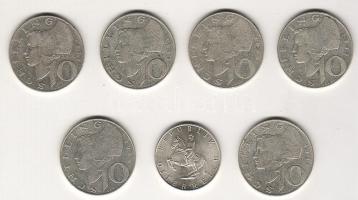 Ausztria 1957-68. 5Sch (1x) + 10Sch (6x) Ag T:1,2