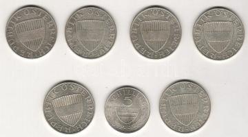 Ausztria 1957-68. 5Sch (1x) + 10Sch (6x) Ag T:1,2