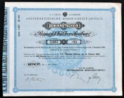 Ausztria / Bécs 1919. "Osztrák Földhitel Intézet" nyereményszelvény prémium kötelezvényhez...