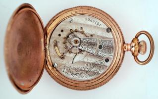Waltham antik fém zsebóra, sérült, nem működik, gravírozott fedőlappal