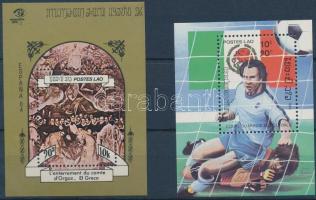1984-1985 ESPANA bélyegkiállítás, labdarúgó VB 2 klf blokk, 1984-1985 ESPANA stamp exhibition, Football World Cup 2 diff blocks