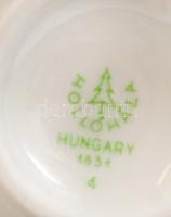 Népi motívumos Hollóházi kupica szett: 4 db kupica, d: 4,5 cm + tálka, 22×5,5 cm, kézzel festett, je...