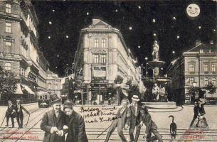 1899 Budapest IX. Kalvin-Platz bei Nacht