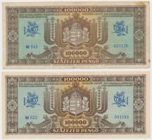 1945. 100.000P 2xklf színváltozat! T:I-,III