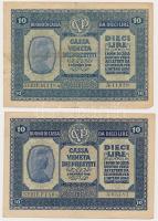 Olaszország/Velence/osztrák-magyar megszállás 1918. 10L (2x) T:II- Italy/Venice/Austrian-Hungarian occupation 1918. 10 Lire (2x) C:VF