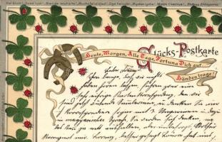 1899 Glücks-Postkarte herausgeben von J. C. Schmidt/ Good Luck! litho greeting card, clovers