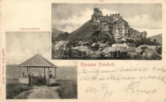 Fülek, vár, Csevicze forrás, Andor Ernő kiadása / castle, fountain