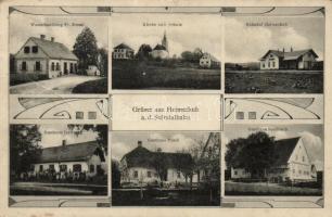 Heimschuh a. d. Sulmtalbahn, Warenhandlung Fr. Kressl, Kirche, Schule, Bahnhof, Gasthaus Tertinegg, Posch und Semlitsch / shop, church, school, railway station, guest houses, Art Nouveau (fa)