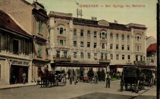 Temesvár, Szent György tér, Belváros, Leitner József üzlete, Kávéház / square, shops, cafe