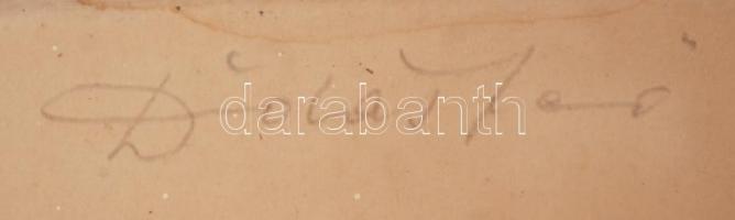 Dudás Jenő (1900-1991): Ősz. Rézkarc, papír, foltos jelzett, üvegezett keretben, 33×24 cm