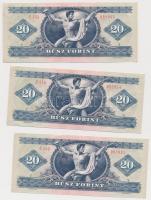 1980. 20Ft (3x) sorszámkövetők T:I-,II szép papír