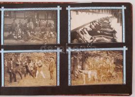 cca 1925-1935 Fotóalbum szépen keretezett családi, közte katonai fotóval, képekkel a József szanatór...