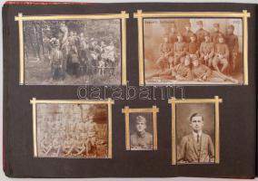 cca 1925-1935 Fotóalbum szépen keretezett családi, közte katonai fotóval, képekkel a József szanatór...