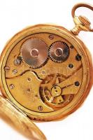 cca 1910 14 K duplafedeles, zsebóra, javításra szoruló szerkezettel, hiányzó óraüvegekkel, Br 56 g /...