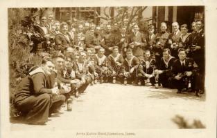 At the Kaihin Hotel, Kamakura; Royal British Navy mariners and officers