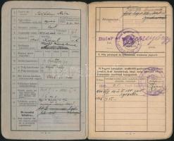 1940 M. kir. "Mária Terézia" 1. honvéd gyalogezred által kiállított igazolványi lap