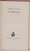 Új Elzevír Könyvtár: Thomas Mann: A törvény. Drahos István eredeti fametszeteivel. Sorszámozott, bibliofil kiadás egészbőr kötésben. Bp., 1958, Magyar Helikon, (pár lap kijár)