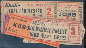 cca 1930-1940 7 db régi mozijegy (Vesta Mozgó, Phönix Mozgó, Scala Filmszínház, Studio, stb.)