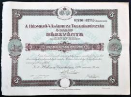 Hódmezővásárhely 1926. "Hódmező-Vásárhelyi Takarékpénztár" részvénye 100P-ről, szárazpecséttel és szelvényekkel T:II-
