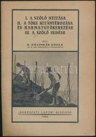 1944 S. Pálinkás Gyula: I. A szőlő nyitása, II. A tőke kitányérozása és harmatgyökerezése, III. A szőlő fedése, a Borászati Lapok kiadása, 24p