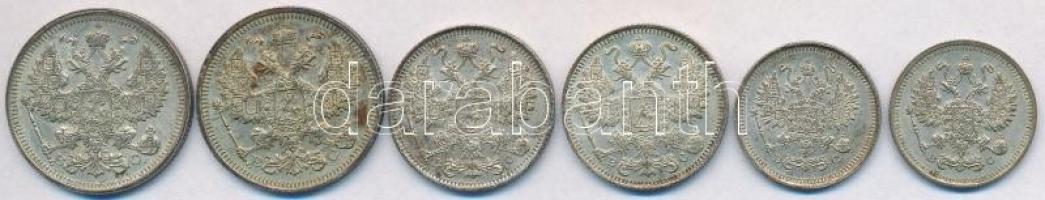 Orosz Birodalom 1915-1916. 10k-20k (6x) T:2
Russian Empire 1915-1916. 10 Kopeks - 20 Kopeks (6x) C:X...