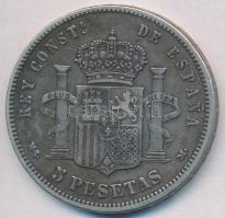 Spanyolország 1885. 5P Ag XII. Alfonz T:2- Spain 1885. 5 Pesetas Ag Alfonso XII C:VF