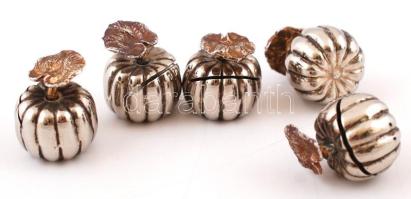 5 db dekoratív, tököt formázó fém ülőkártya-tartó