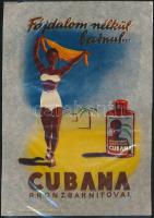 Cubana bronzbarnítóval fájdalom nélkül barnul..., átlátszó reklámfólia, 19x28 cm