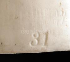 "Jézus szeret téged", bisquit porcelán szobor, kézzel festett, jelzett, kopásnyomokkal, m:...