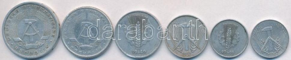 NDK 1949A 1pf + 10pf + 1952A 5pf + 1953E 1pf + 1958. 50pf + 1956. 1M T:2,2-
GDR 1949A 1 Pfennig + 10...