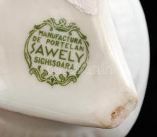 2 db Sawely román porcelán váza, kézzel festett, jelzett, apró kopásnyomokkal, m: 9 cm