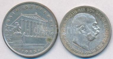 Ausztria 1916. 1K Ag "Ferenc József" + 1925. 1Sch Ag T:2,2- kis patina
Austria 1916. 1 Cor...