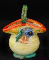 Díszes Hummel kosárka, kézzel festett, jelzett, kopásnyomokkal, m: 13 cm