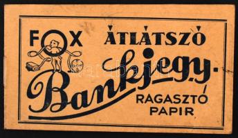 cca 1930 Fox bankjegyragasztó papír