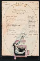 1920 Tábori színházi műsor a Fort de Leyonette fogolytáborban. Kézzel rajzolt.  / French POW camp hand painted theatre meenu