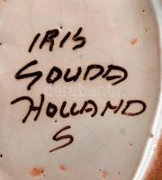 Holland és belga kerámiák (2db), kézzel festett, jelzett (Iris, Zenith), a tálon máz hiba, 18×13 cm,...