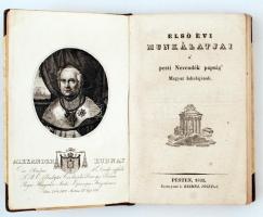 Rudnay Alexander: Első évi munkálatjai a pesti nevendék papság Magyar Iskolájának. Pesten, 1833, Esztergami k. Beimel Jósefnél. Az utolsó 18 oldal hiányzik. Modern félbőr kötésben. 